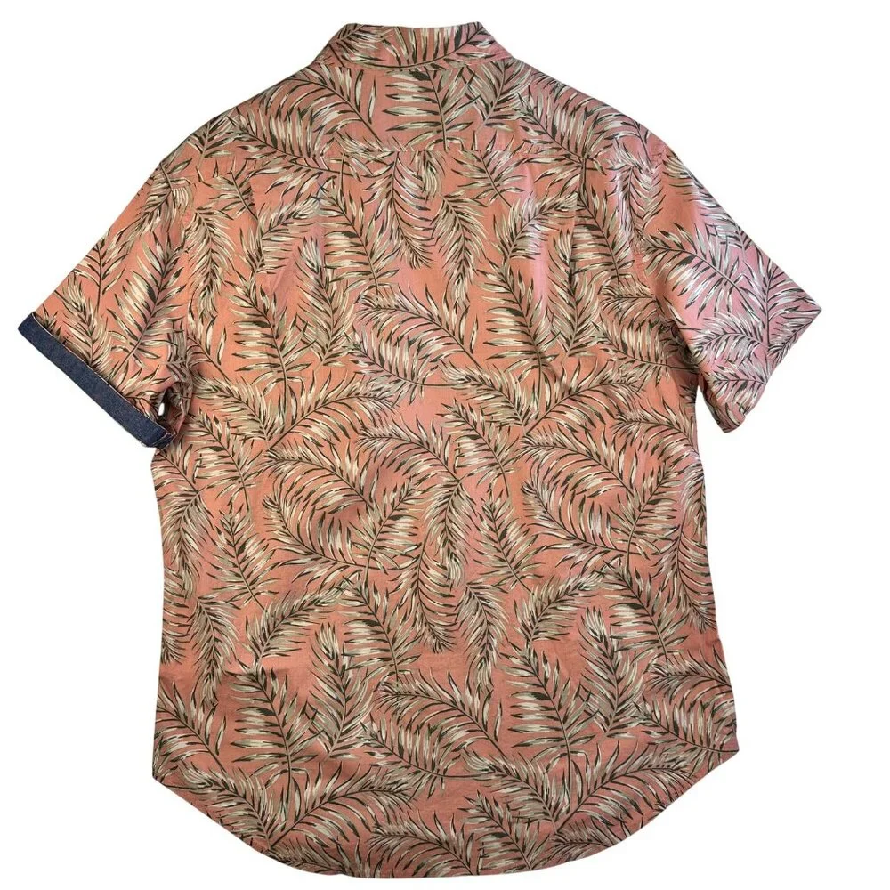 Jachs NY Mens Short Sleeve Button-Down Shirt Leaf Print Sz L Breeze Easy Wear - Picture 13 of 14
